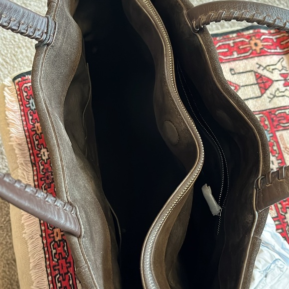 ALLSAINTS Dark Brown Suede Tote with Zipper Details - Picture 5 of 10